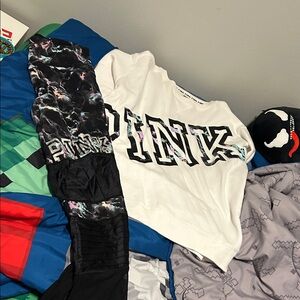 PINK Victoria's Secret Black and Pink Leggings